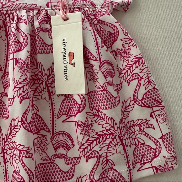 Vineyard Vines 6-12 Months Baby Girl Flamingo Untuck Bodysuit Dress Pima Cotton - Picture 3 of 5
